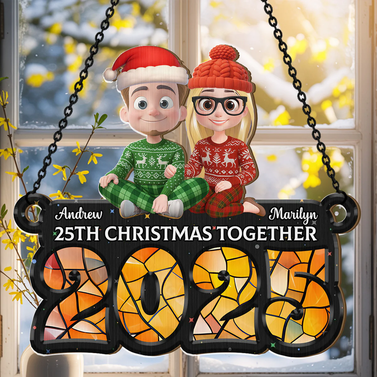 Grow Old Together - Personalized Window Hanging Suncatcher - Image 6