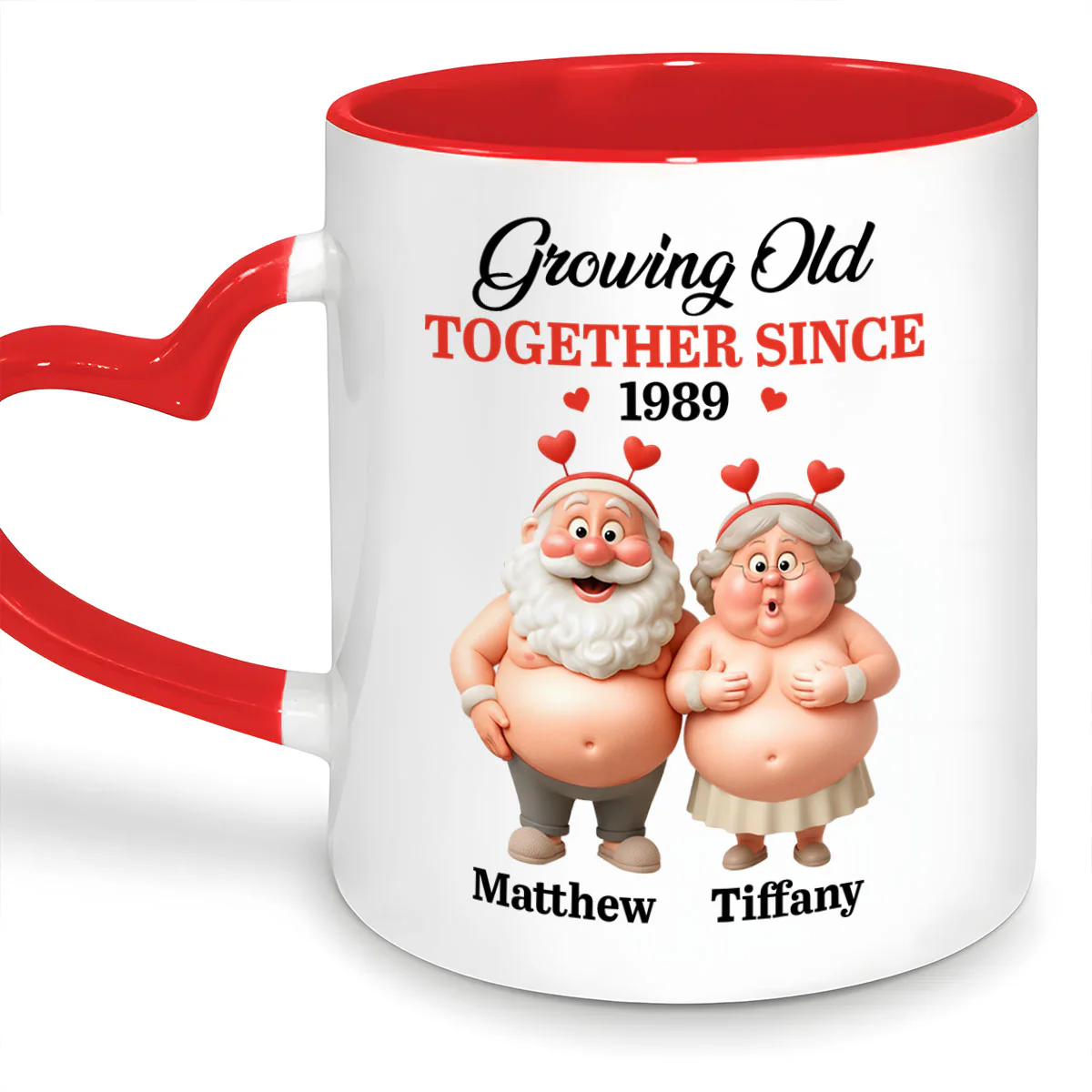 Grow Old With You - Personalized Heart Handle Mug - Image 2