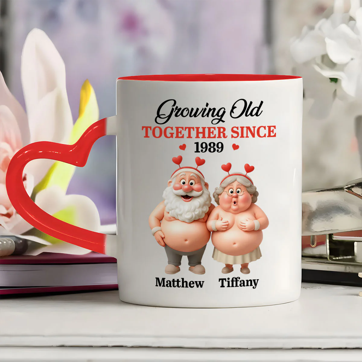Grow Old With You - Personalized Heart Handle Mug - Image 3