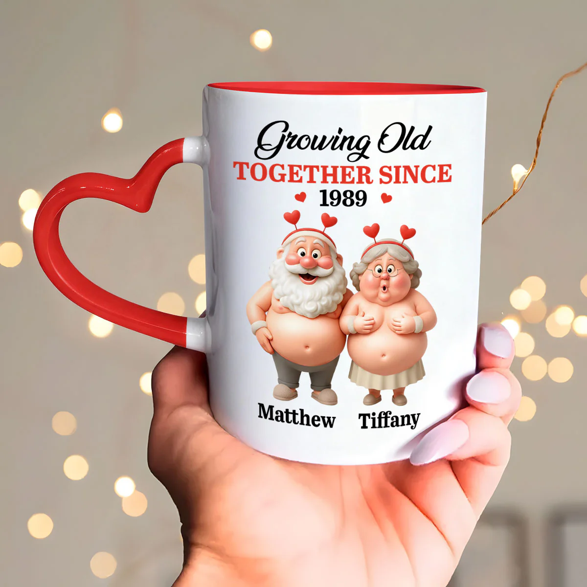 Grow Old With You - Personalized Heart Handle Mug - Image 6