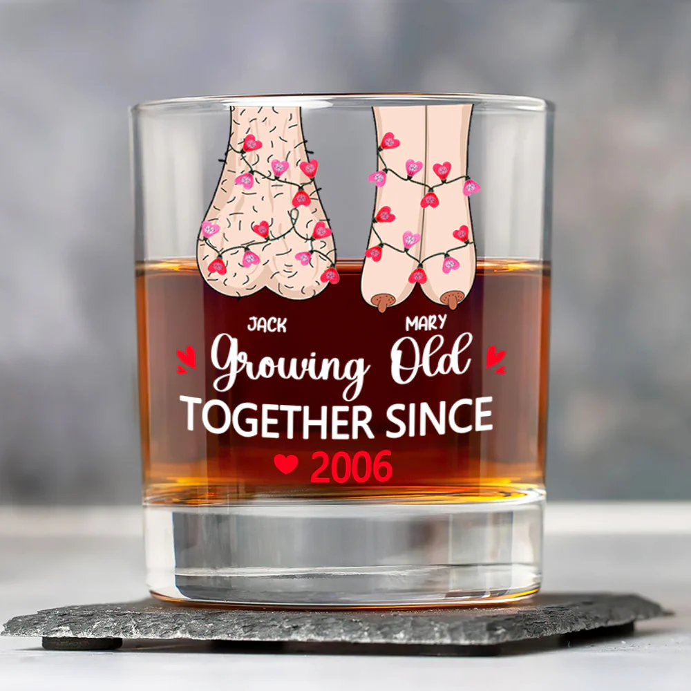 Growing Old - Personalized Round Whiskey Glass - Image 4