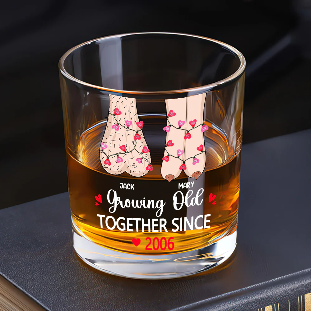 Growing Old - Personalized Round Whiskey Glass - Image 5