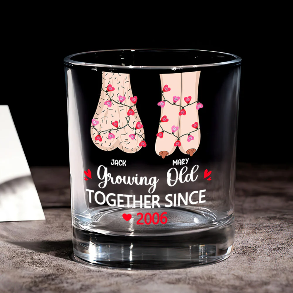 Growing Old - Personalized Round Whiskey Glass - Image 6