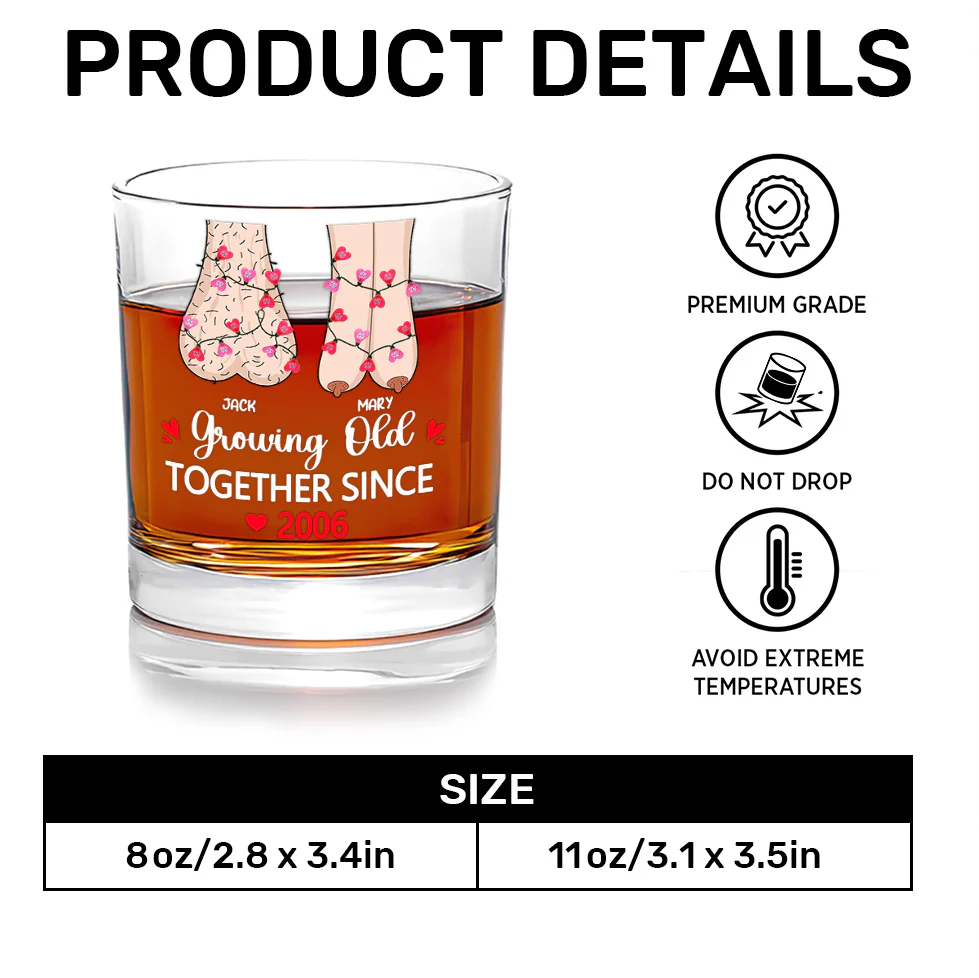 Growing Old - Personalized Round Whiskey Glass - Image 7