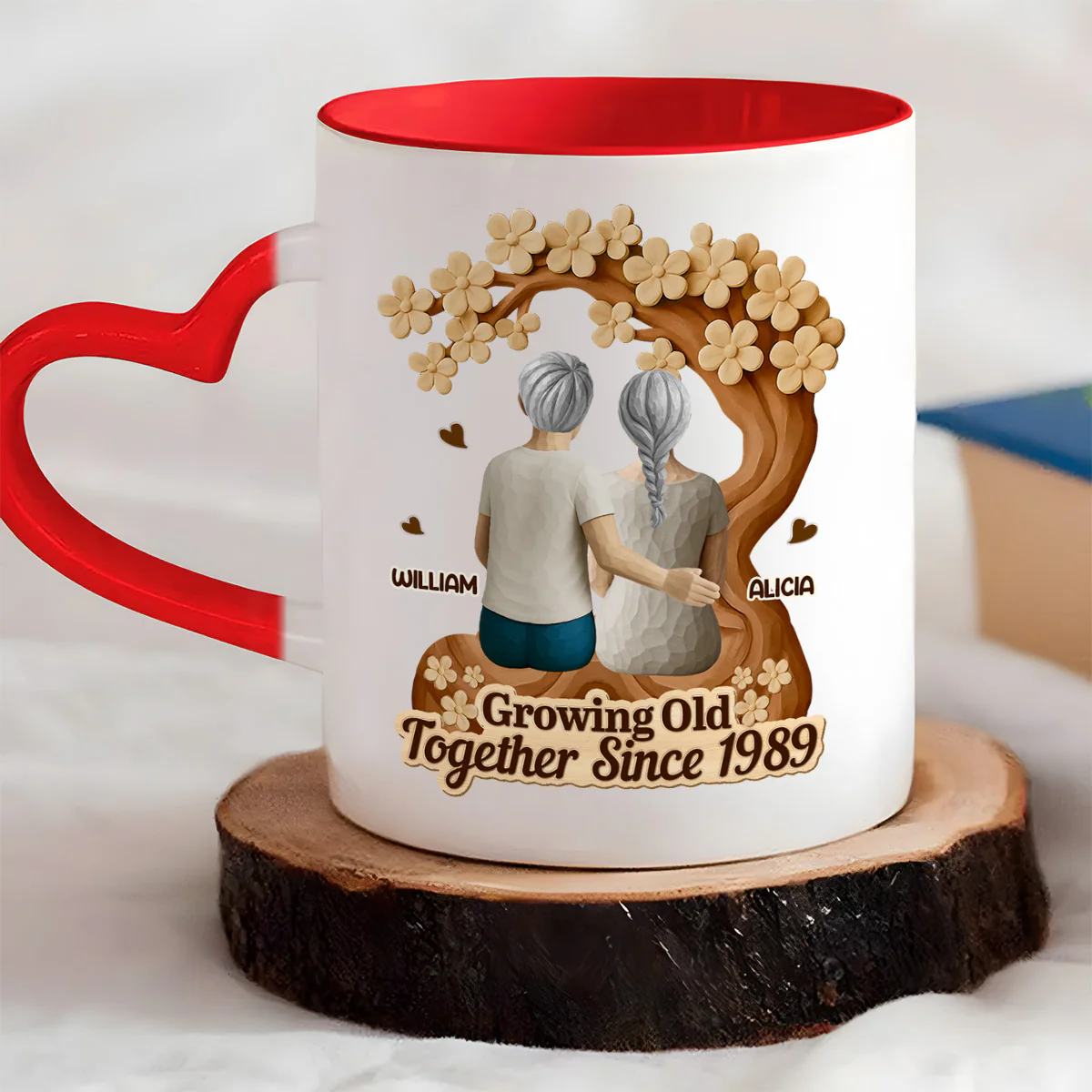 Growing Old Together Gift For Couple - Personalized Heart Handle Mug - Image 4