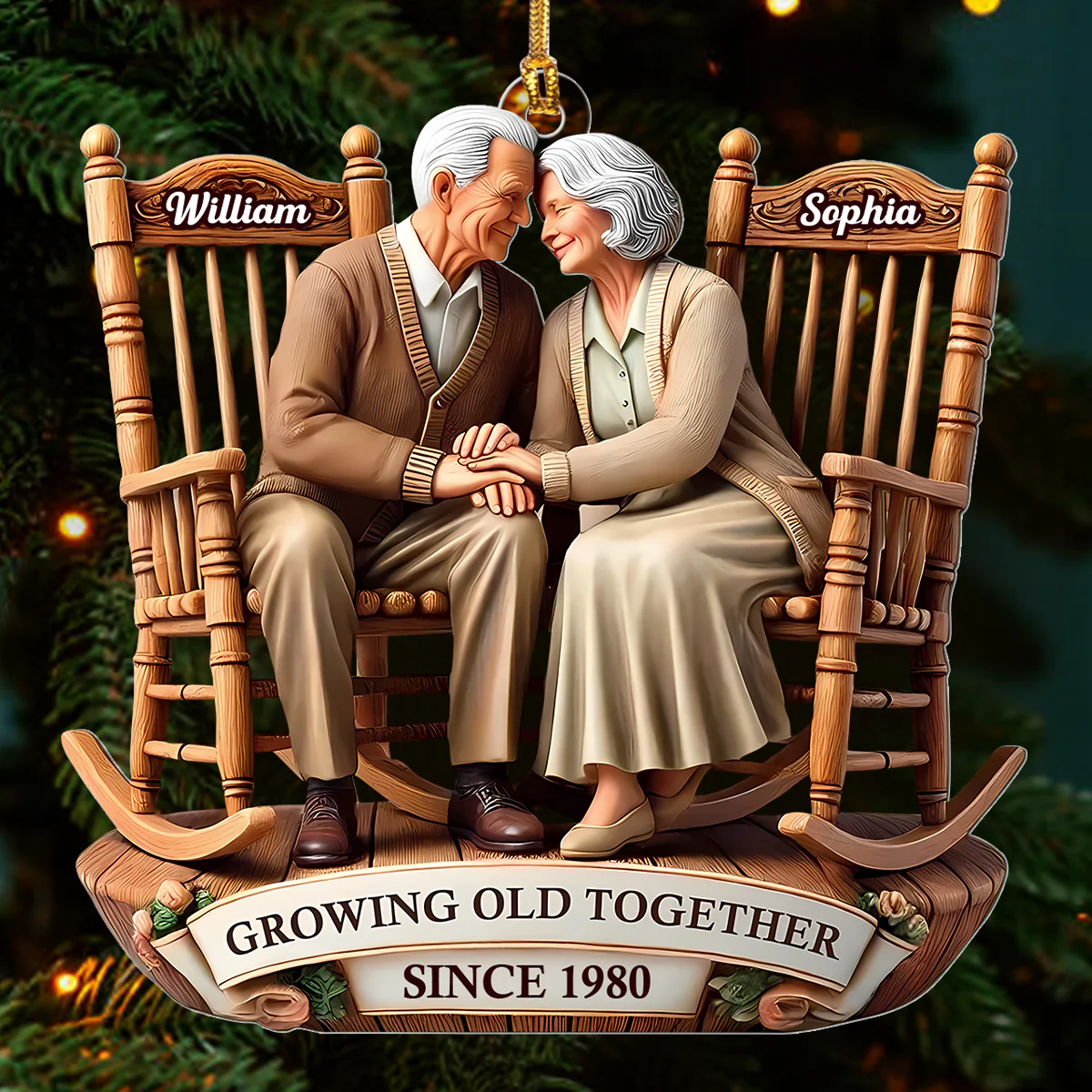 Growing Old Together - Personalized 1-Layer Acrylic Ornament - Image 3