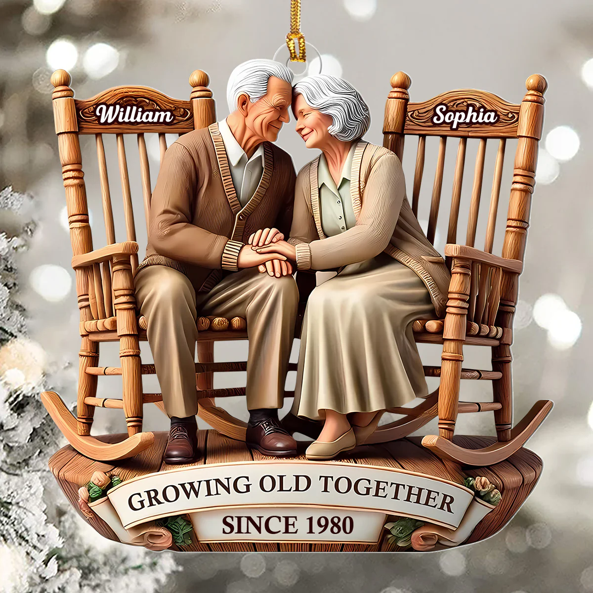 Growing Old Together - Personalized 1-Layer Acrylic Ornament - Image 5