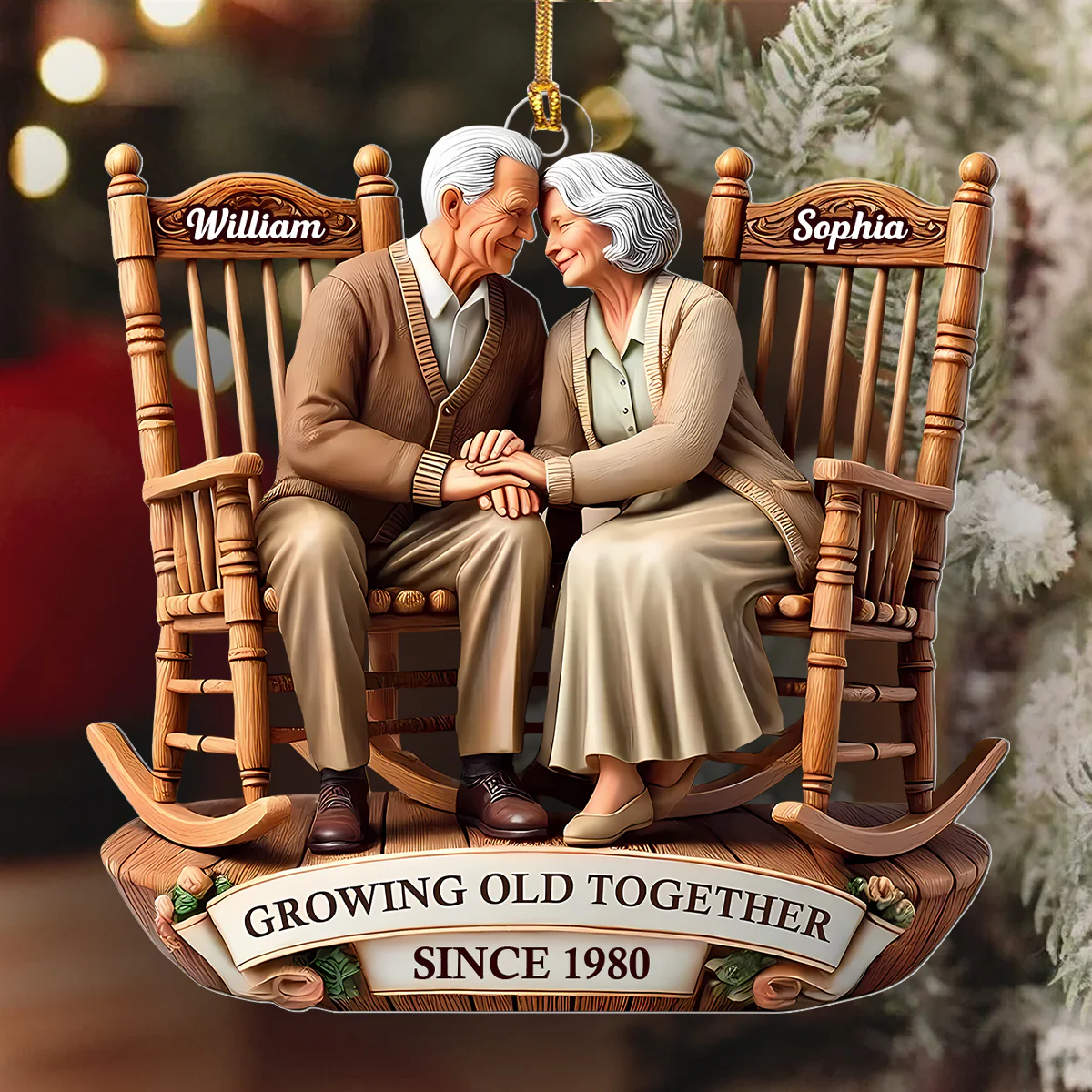 Growing Old Together - Personalized 1-Layer Acrylic Ornament - Image 6