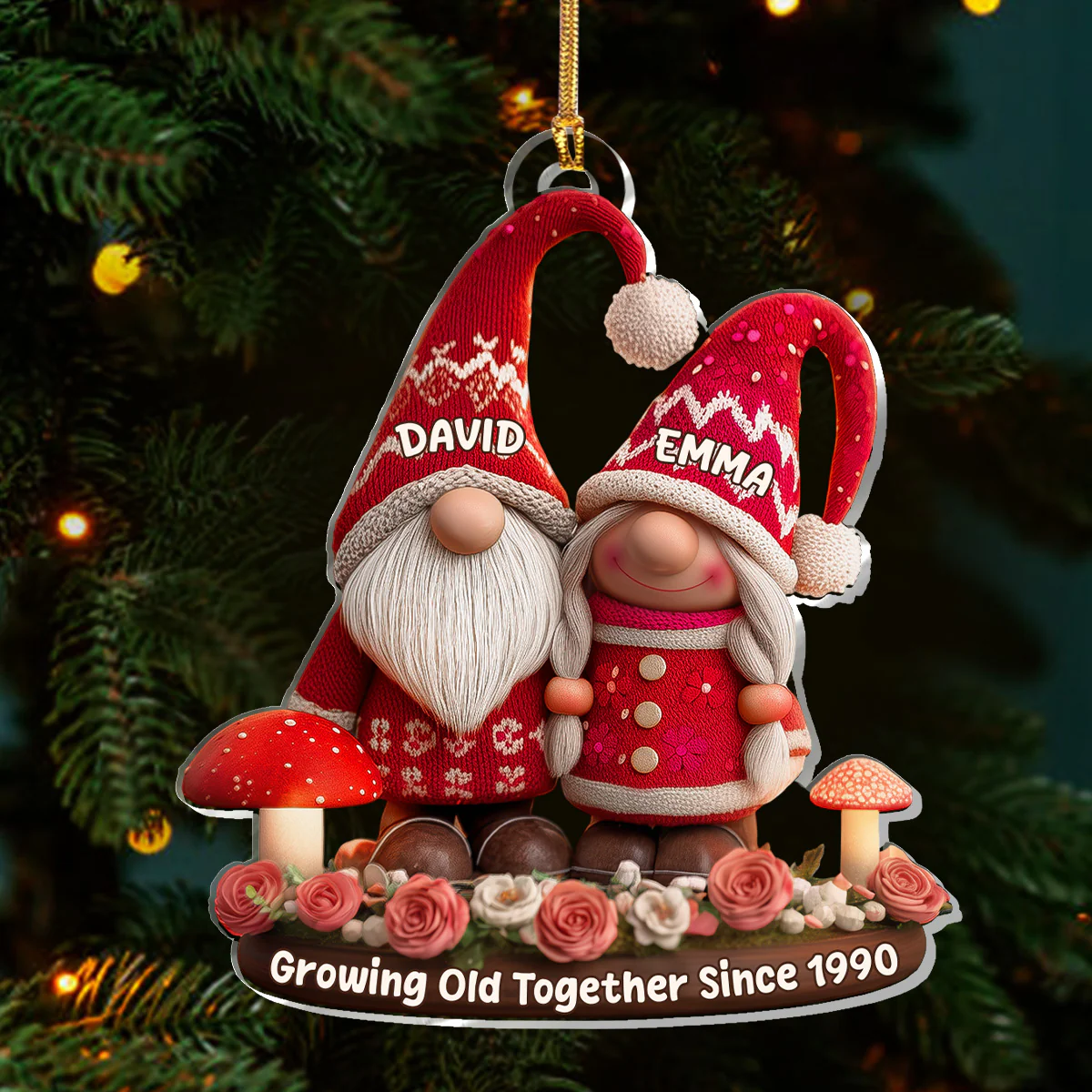 Growing Old Together - Personalized 1-Layer Acrylic Ornament - Image 3