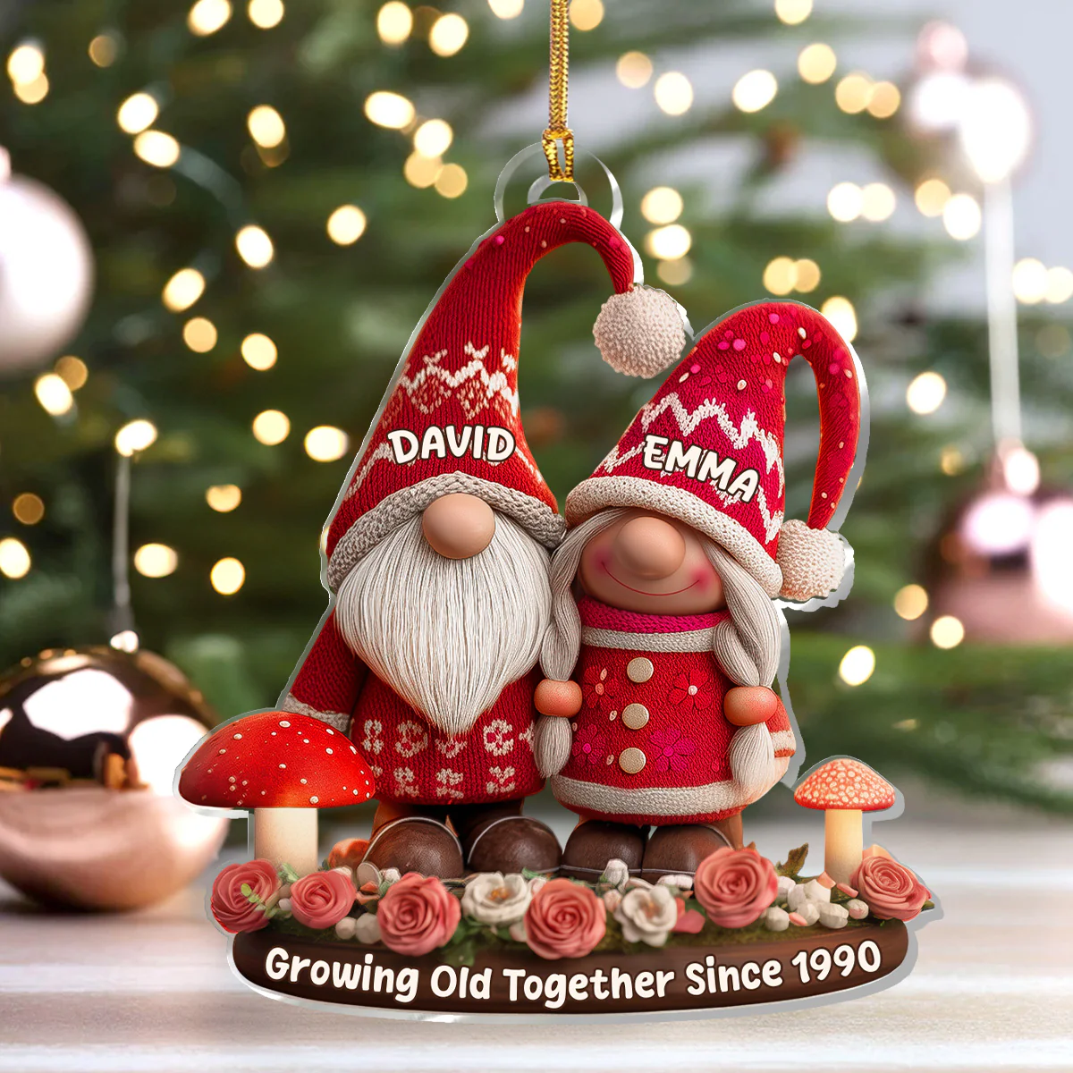 Growing Old Together - Personalized 1-Layer Acrylic Ornament - Image 4