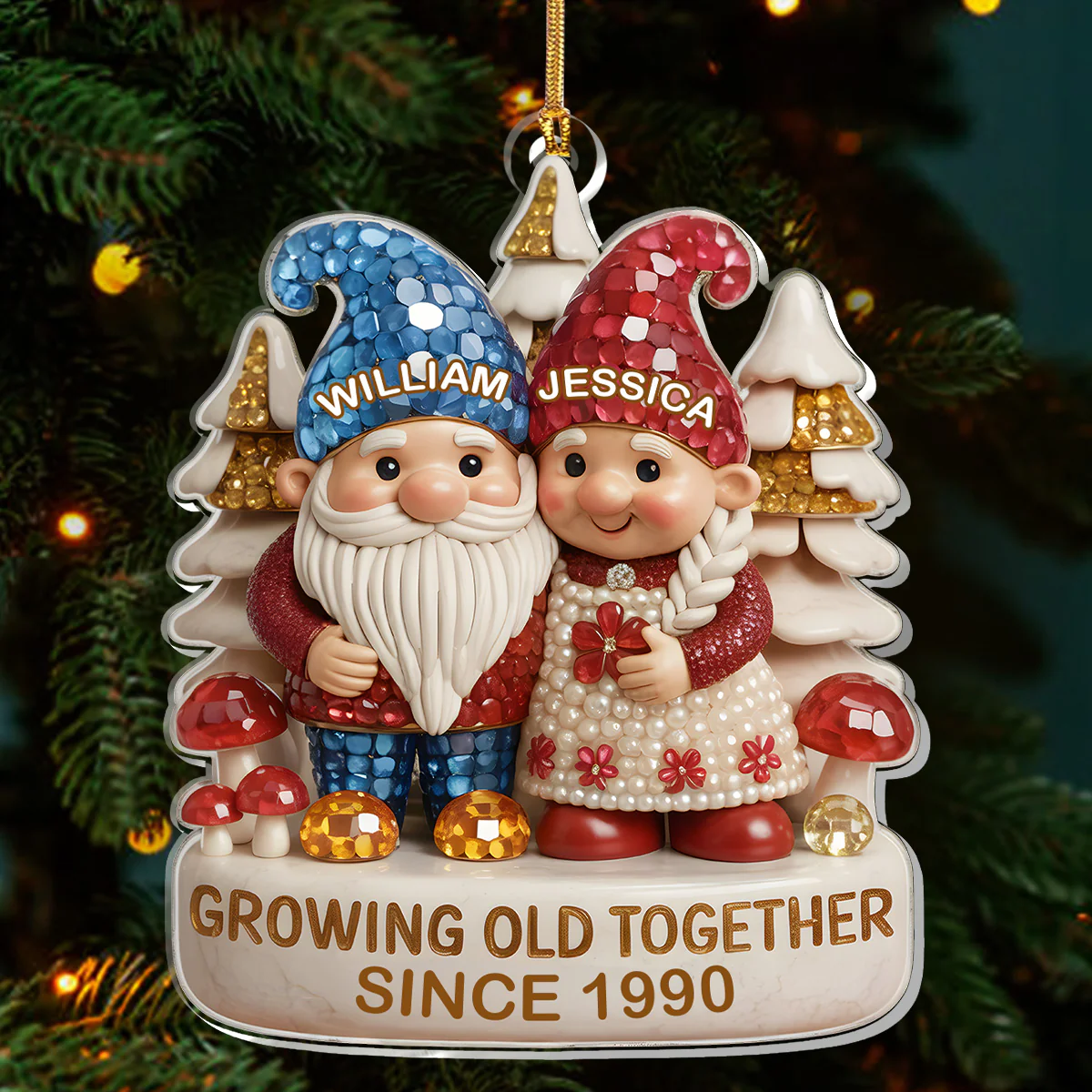 Growing Old Together - Personalized 1-Layer Acrylic Ornament - Image 3