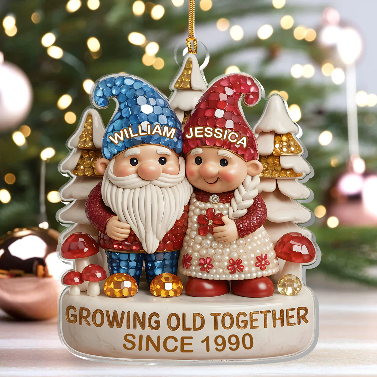 Growing Old Together - Personalized 1-Layer Acrylic Ornament - Image 4