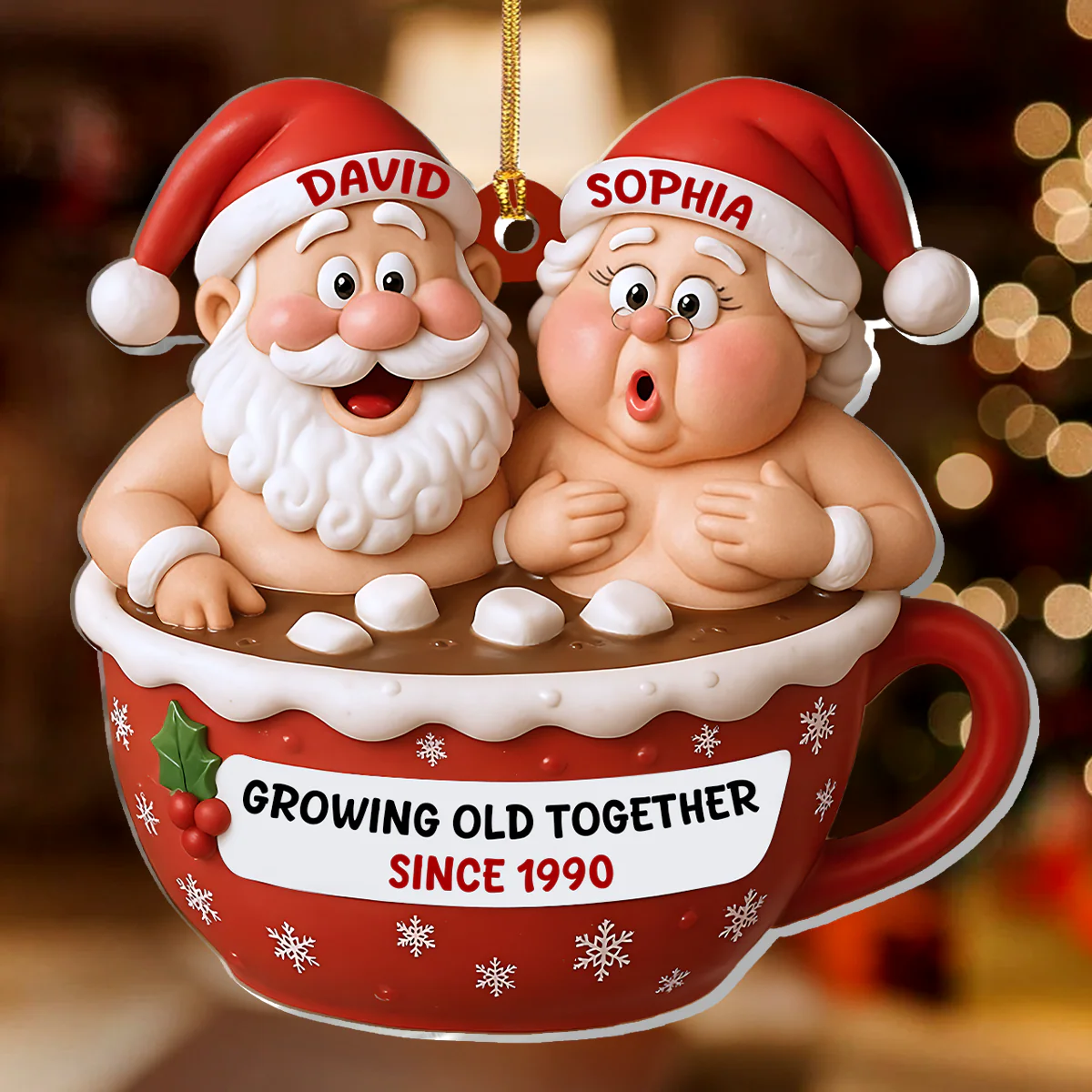 Growing Old Together - Personalized 1-Layer Acrylic Ornament - Image 2