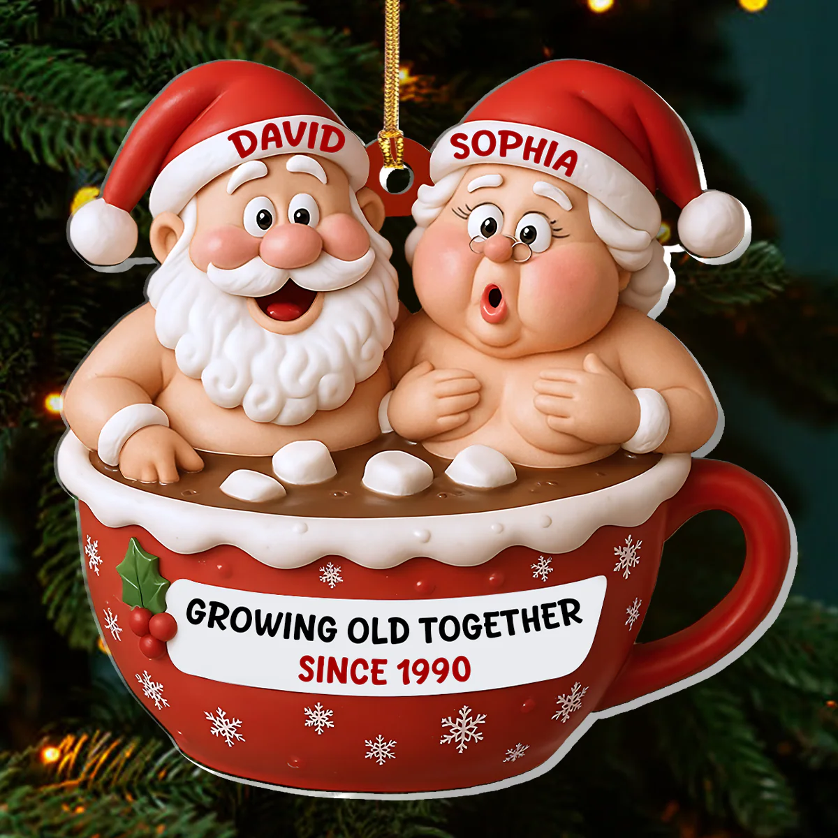 Growing Old Together - Personalized 1-Layer Acrylic Ornament - Image 3