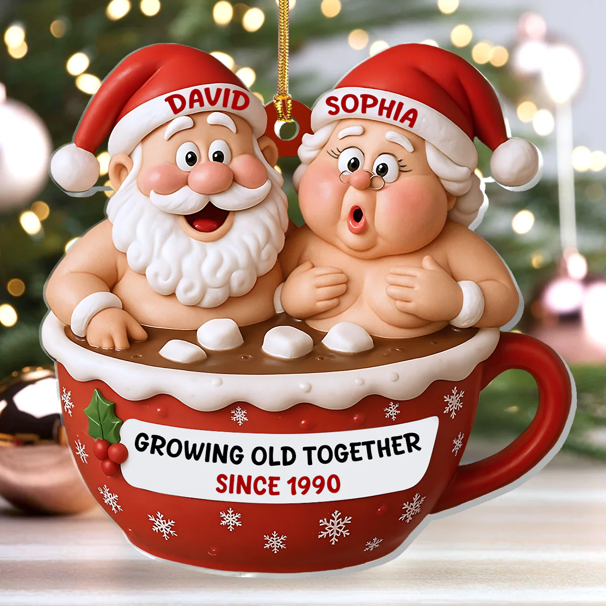Growing Old Together - Personalized 1-Layer Acrylic Ornament - Image 4