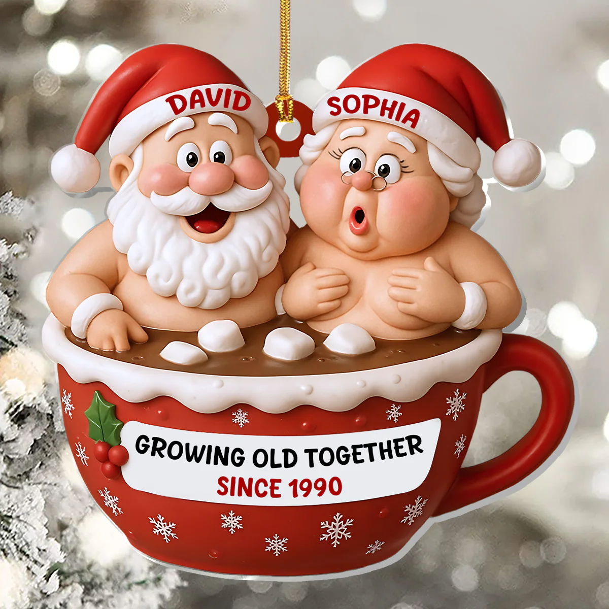 Growing Old Together - Personalized 1-Layer Acrylic Ornament - Image 5