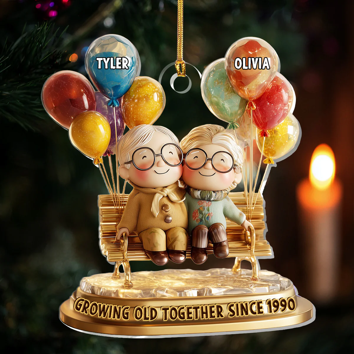 Growing Old Together - Personalized 1-Layer Acrylic Ornament - Image 3