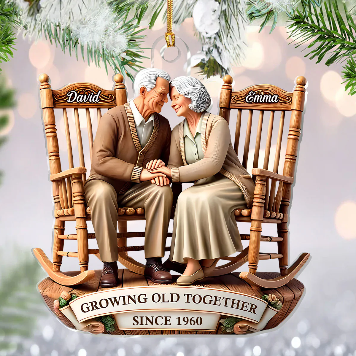 Growing Old Together - Personalized 1-Layer Acrylic Ornament