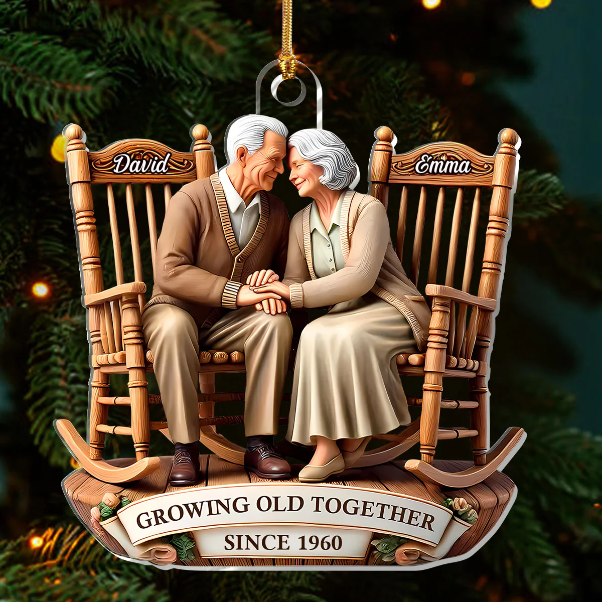 Growing Old Together - Personalized 1-Layer Acrylic Ornament - Image 3