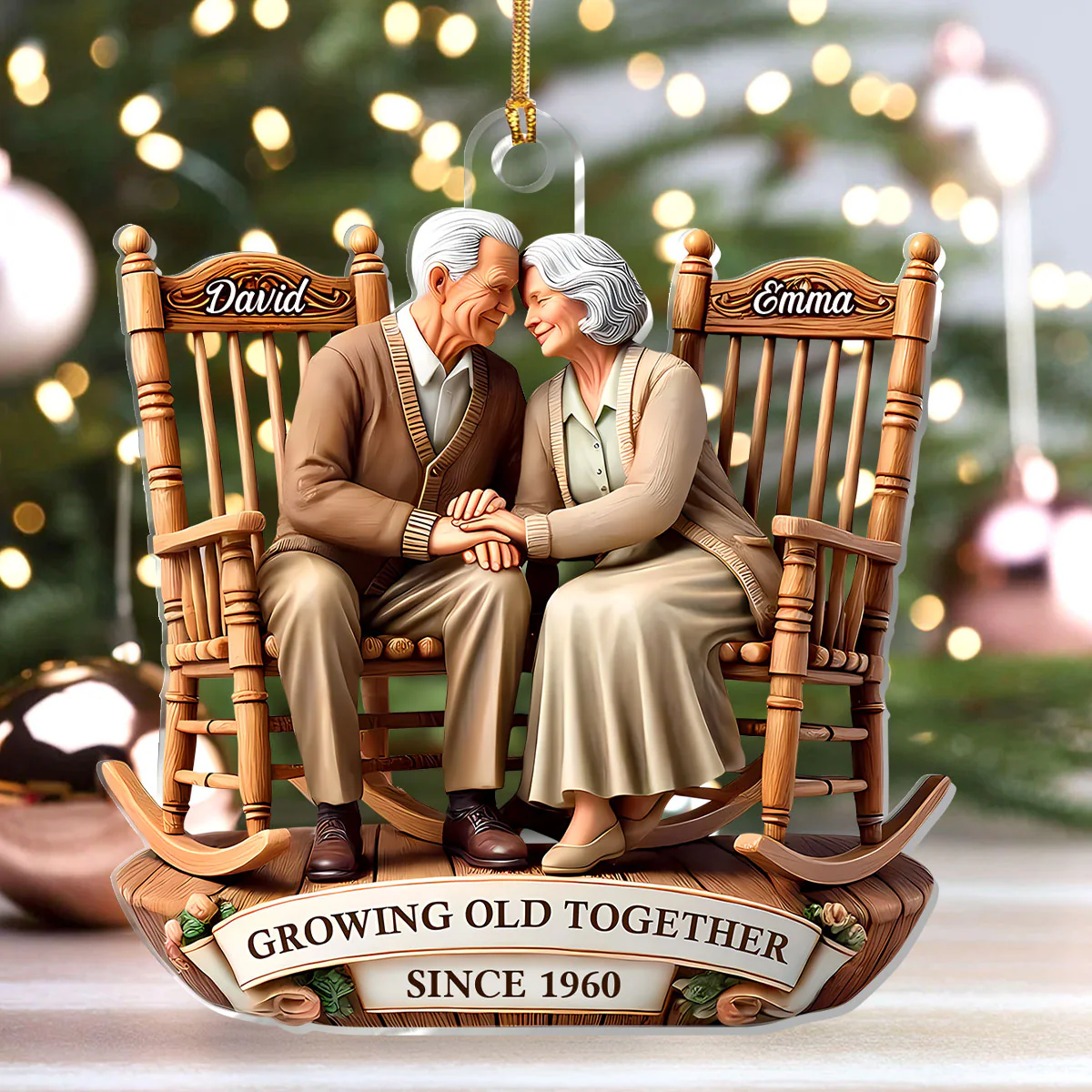 Growing Old Together - Personalized 1-Layer Acrylic Ornament - Image 4