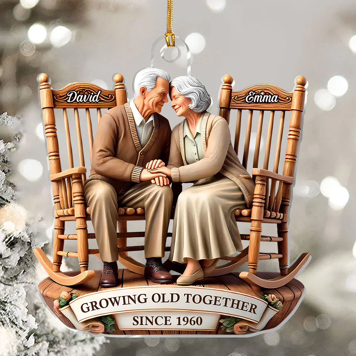 Growing Old Together - Personalized 1-Layer Acrylic Ornament - Image 5