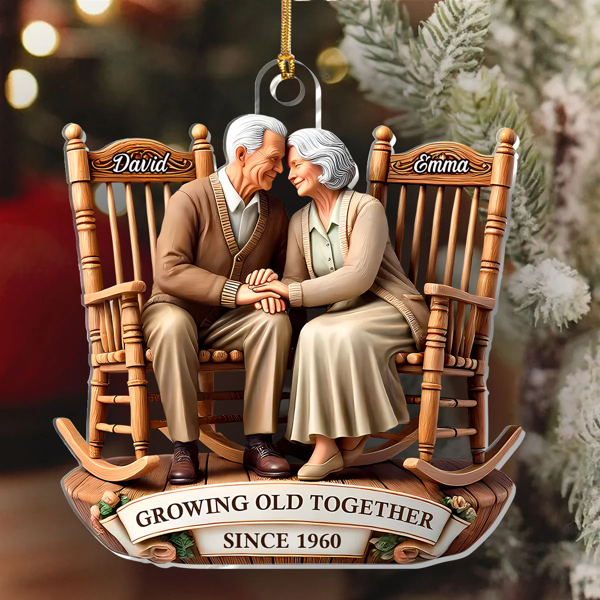 Growing Old Together - Personalized 1-Layer Acrylic Ornament - Image 6
