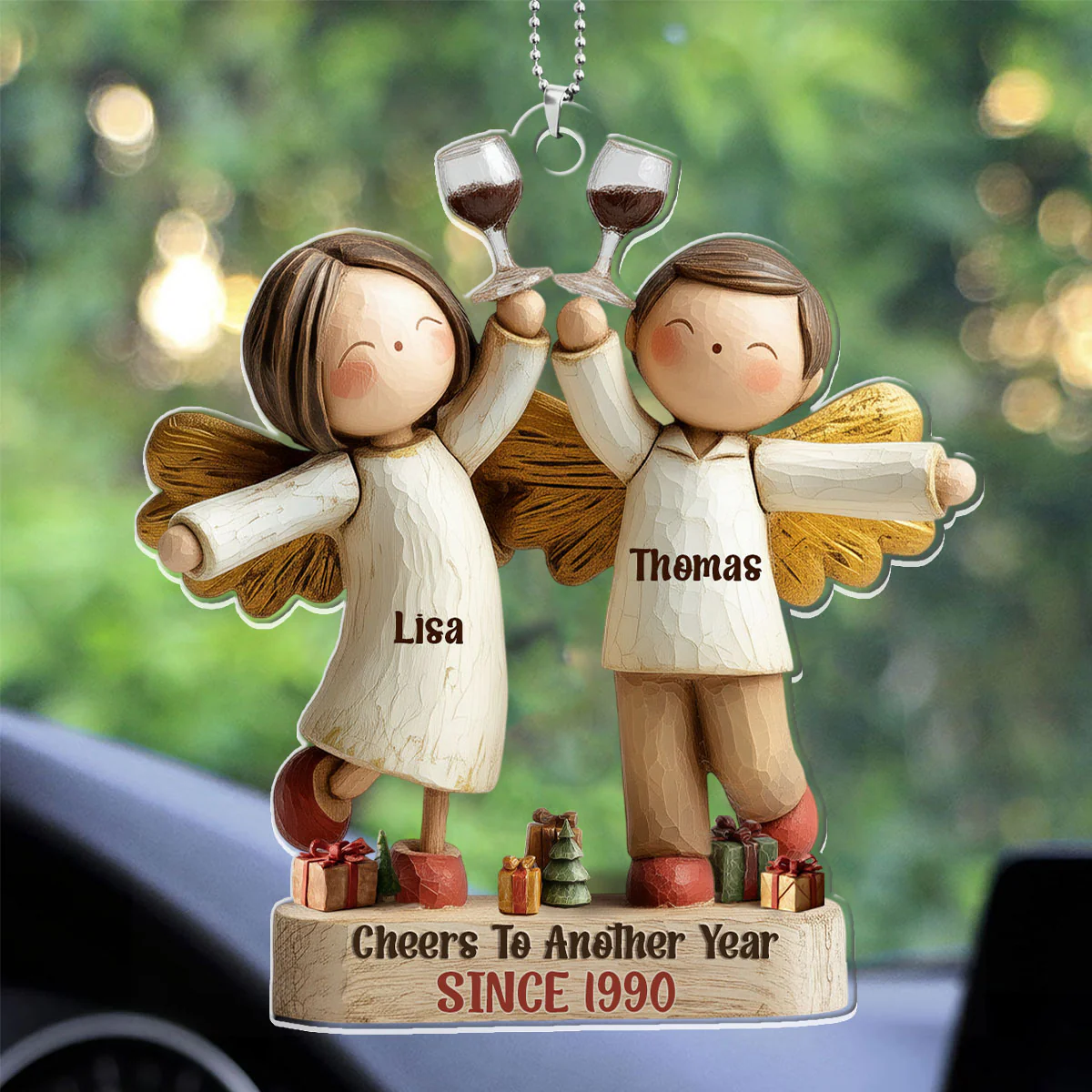 Growing Old Together - Personalized Car Acrylic Hanging Ornament - Image 3