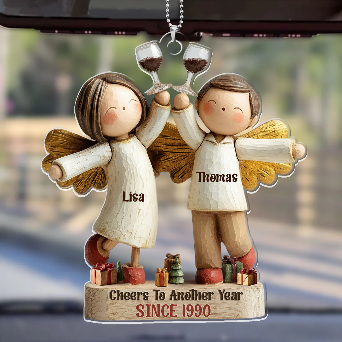 Growing Old Together - Personalized Car Acrylic Hanging Ornament - Image 4