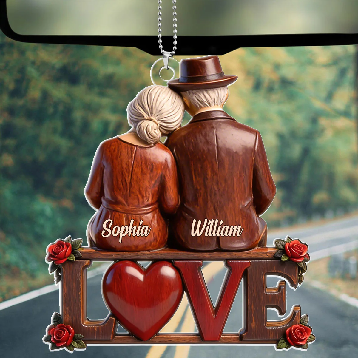 Growing Old Together - Personalized Car Acrylic Hanging Ornament - Image 2