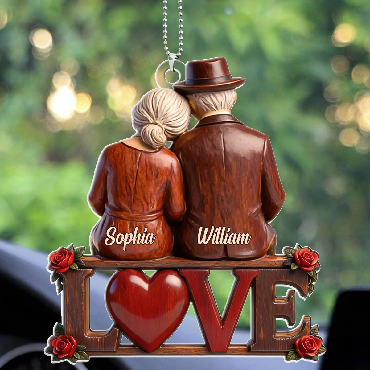Growing Old Together - Personalized Car Acrylic Hanging Ornament - Image 3