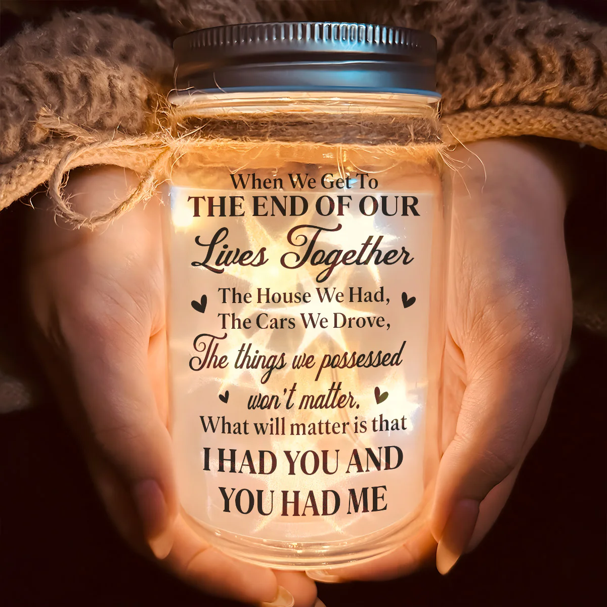 Growing Old Together - Personalized Mason Jar Light - Image 2