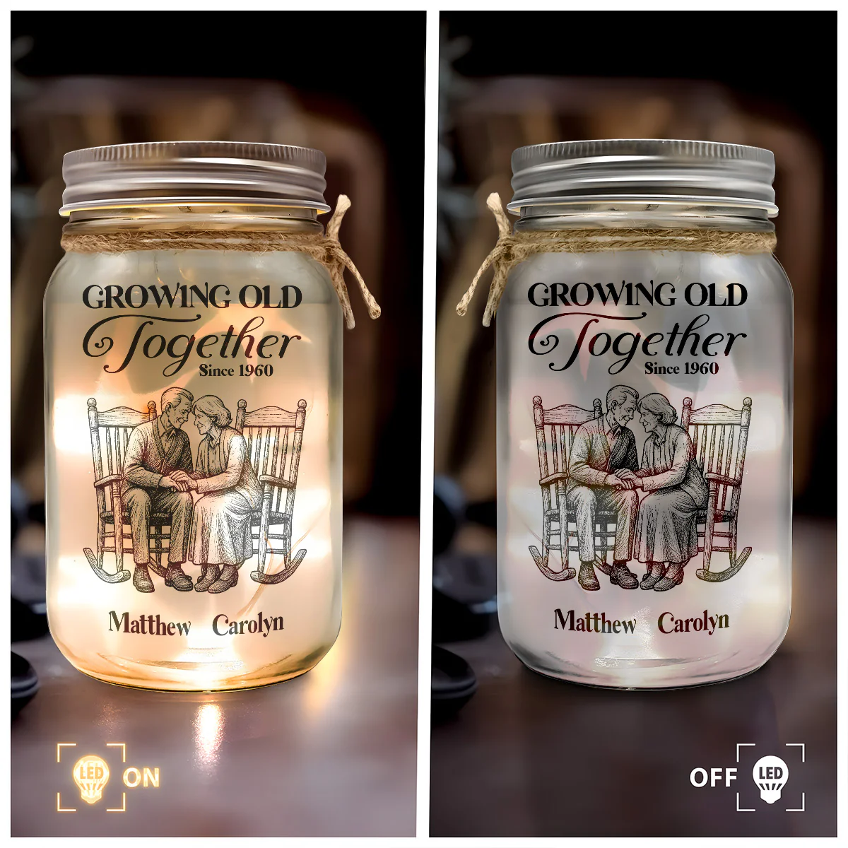 Growing Old Together - Personalized Mason Jar Light - Image 4