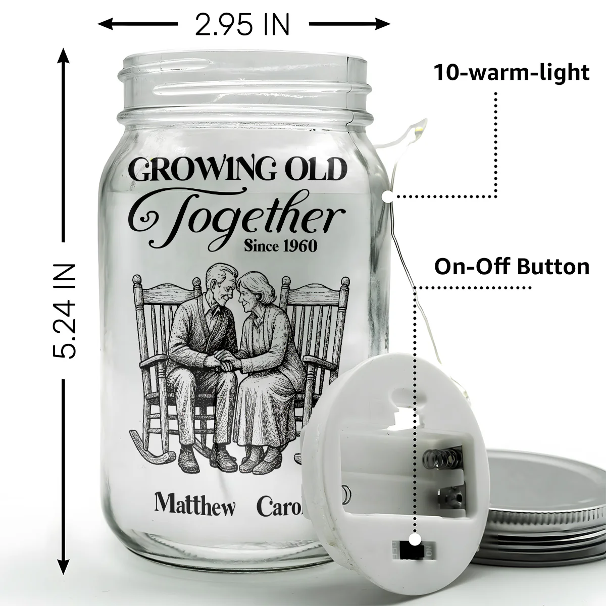 Growing Old Together - Personalized Mason Jar Light - Image 5