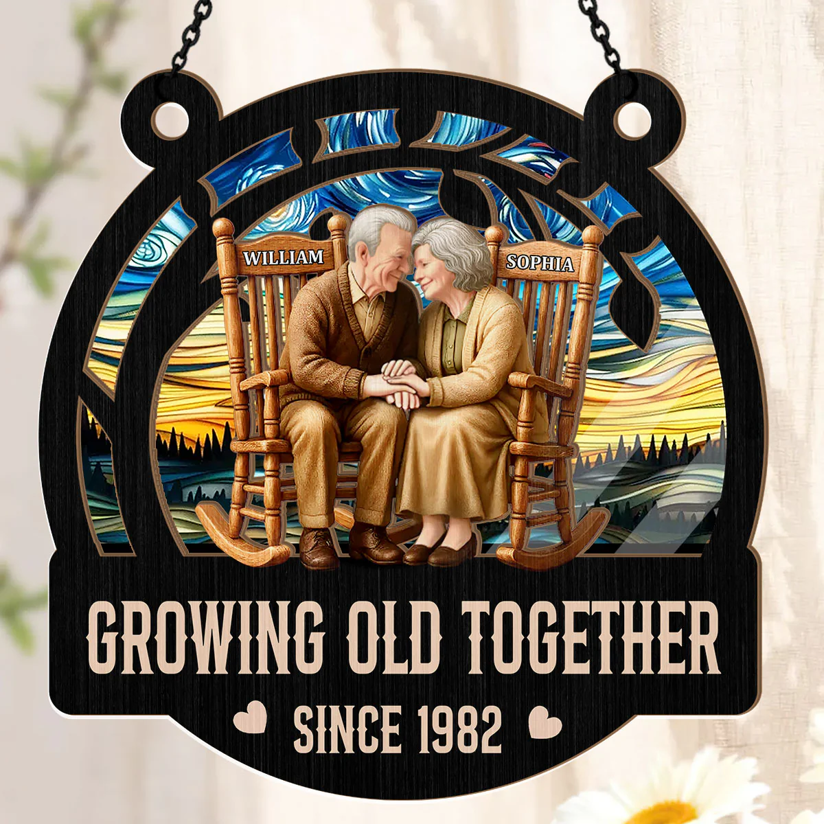 Growing Old Together - Personalized Window Hanging Suncatcher - Image 3