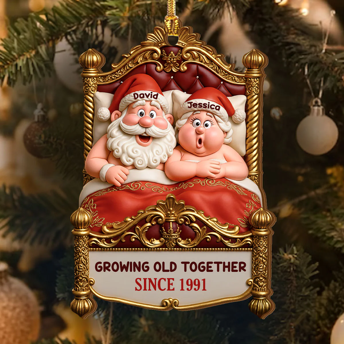Growing Old Together - Personalized Wood Ornament Cutout & Print 1 Side - Image 3