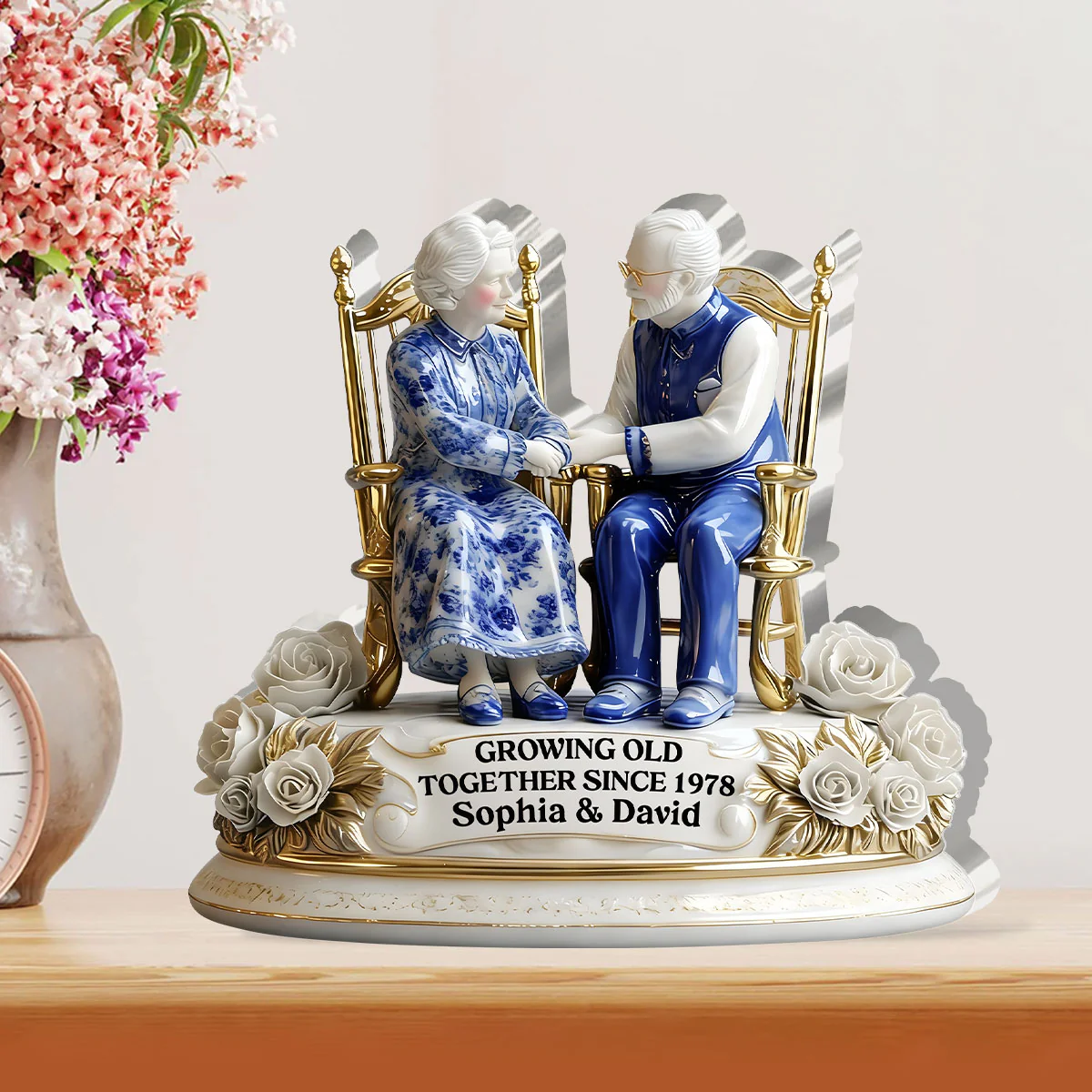 Growing Old Together Porcelain Effect - Personalized Custom Shaped Squared Acrylic Plaque - Image 2