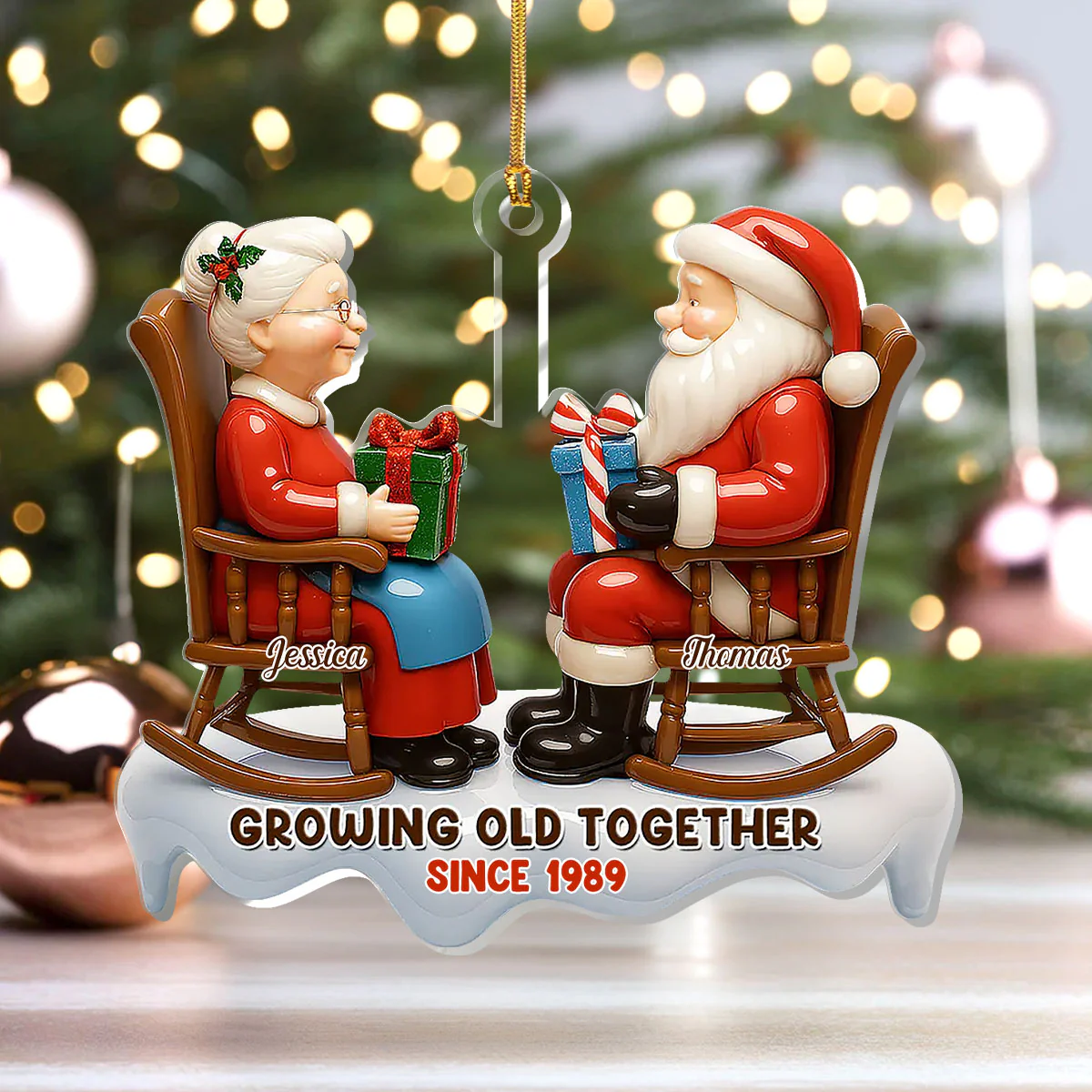 Growing Old Together Santa - Personalized 1-Layer Acrylic Ornament - Image 4