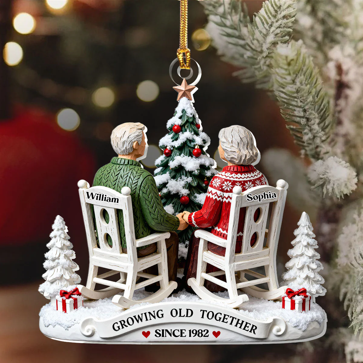 Growing Old Together Since - Personalized 1-Layer Acrylic Ornament - Image 6