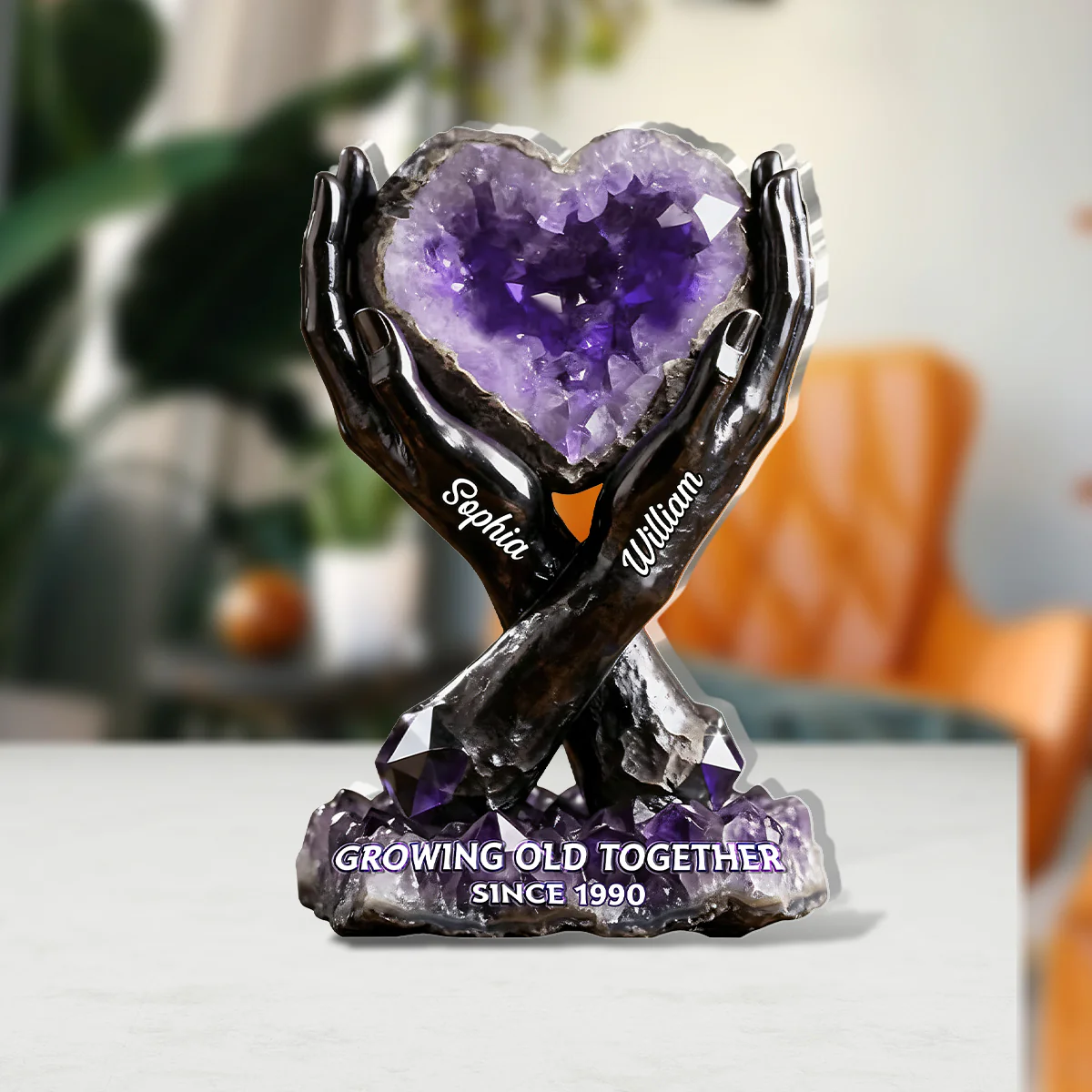 Growing Old Together Since - Personalized Custom Shaped Squared Acrylic Plaque - Image 3
