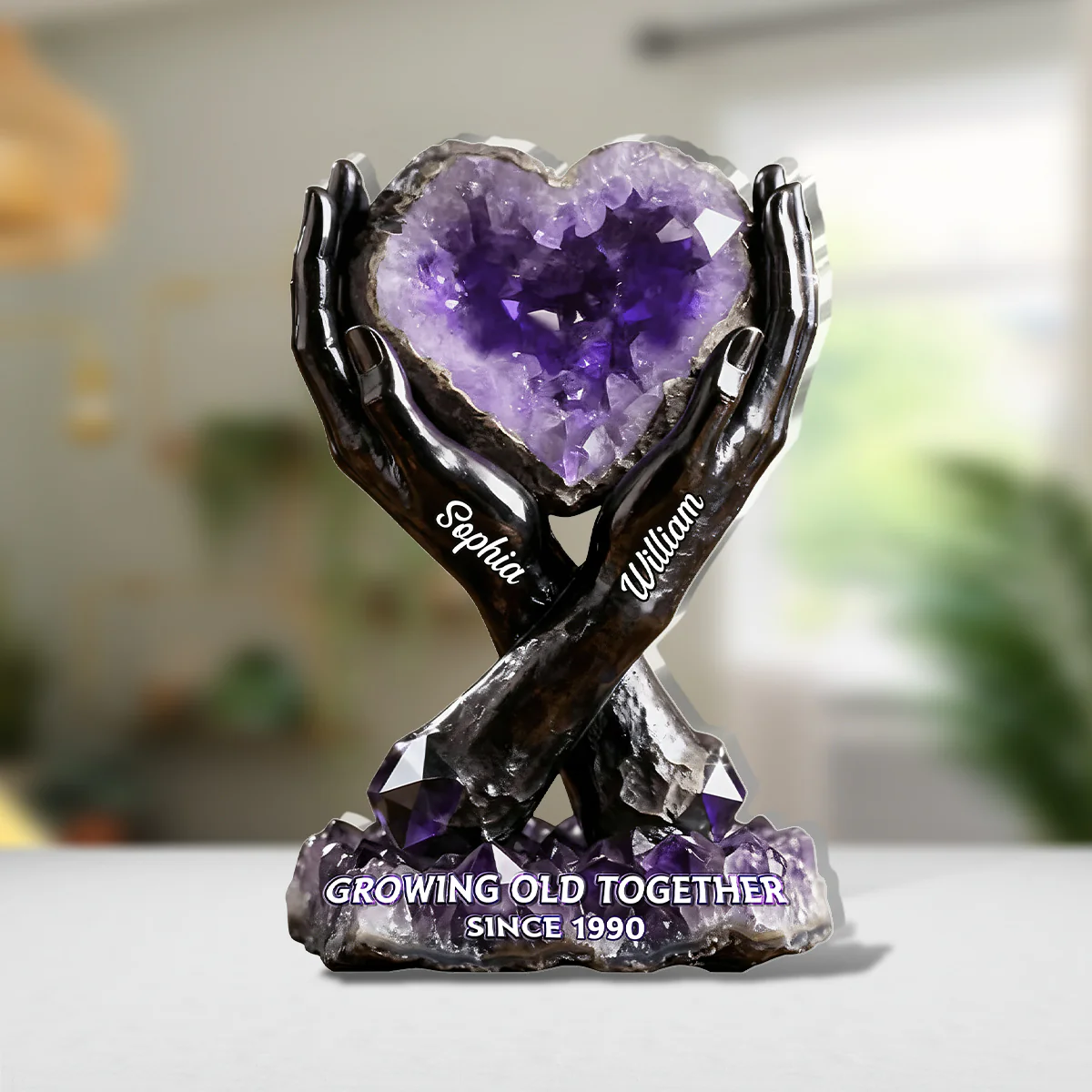 Growing Old Together Since - Personalized Custom Shaped Squared Acrylic Plaque - Image 4