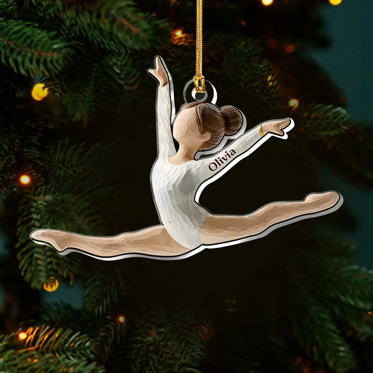 Gymnast Star  - Personalized 1-Layer Acrylic Ornament - Image 3