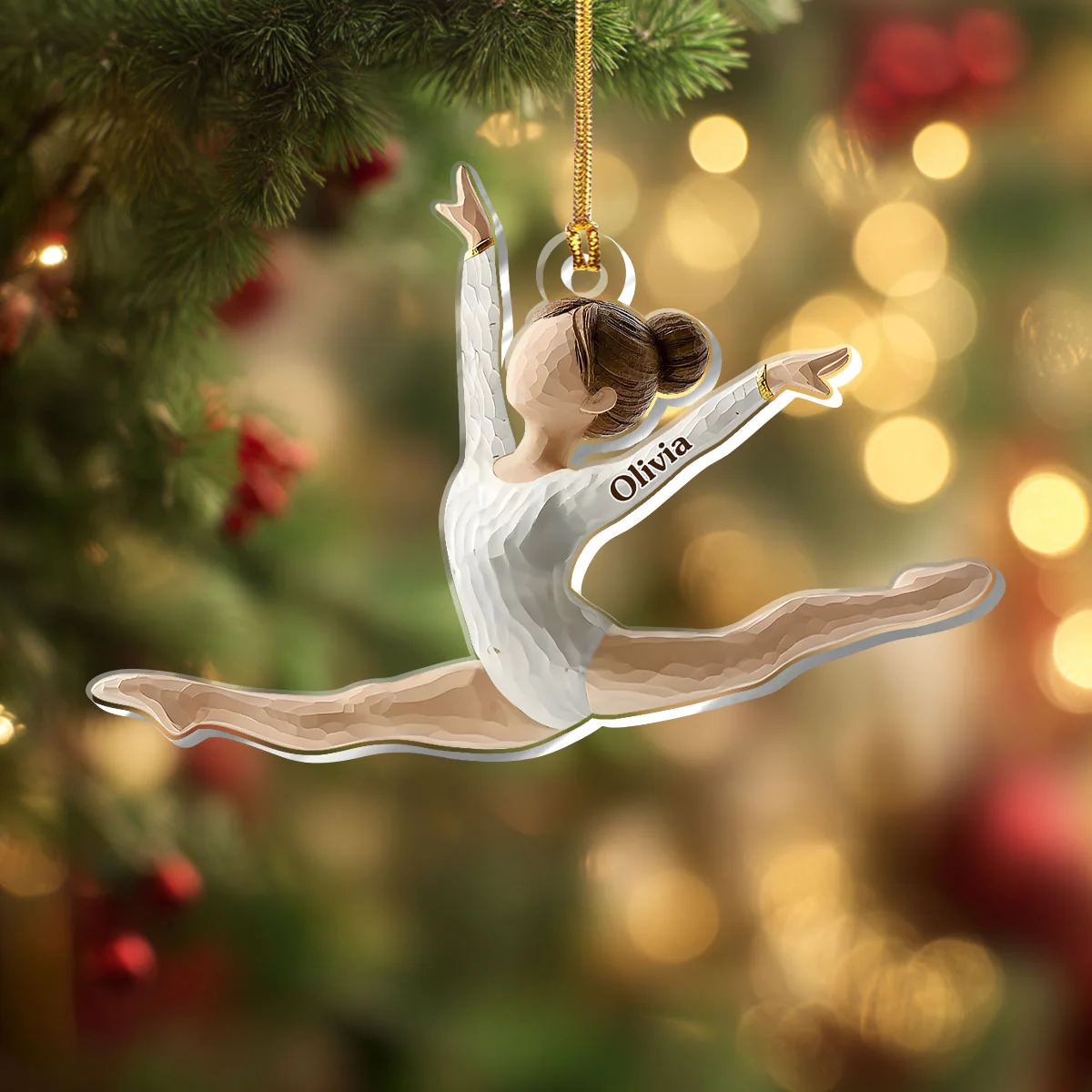 Gymnast Star  - Personalized 1-Layer Acrylic Ornament - Image 4
