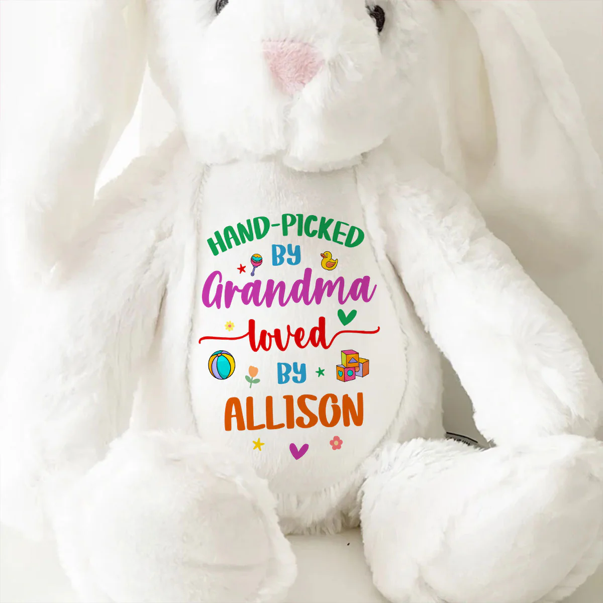 Hand-picked By Grandma For Kids - Personalized Stuffed Bunny - Image 8