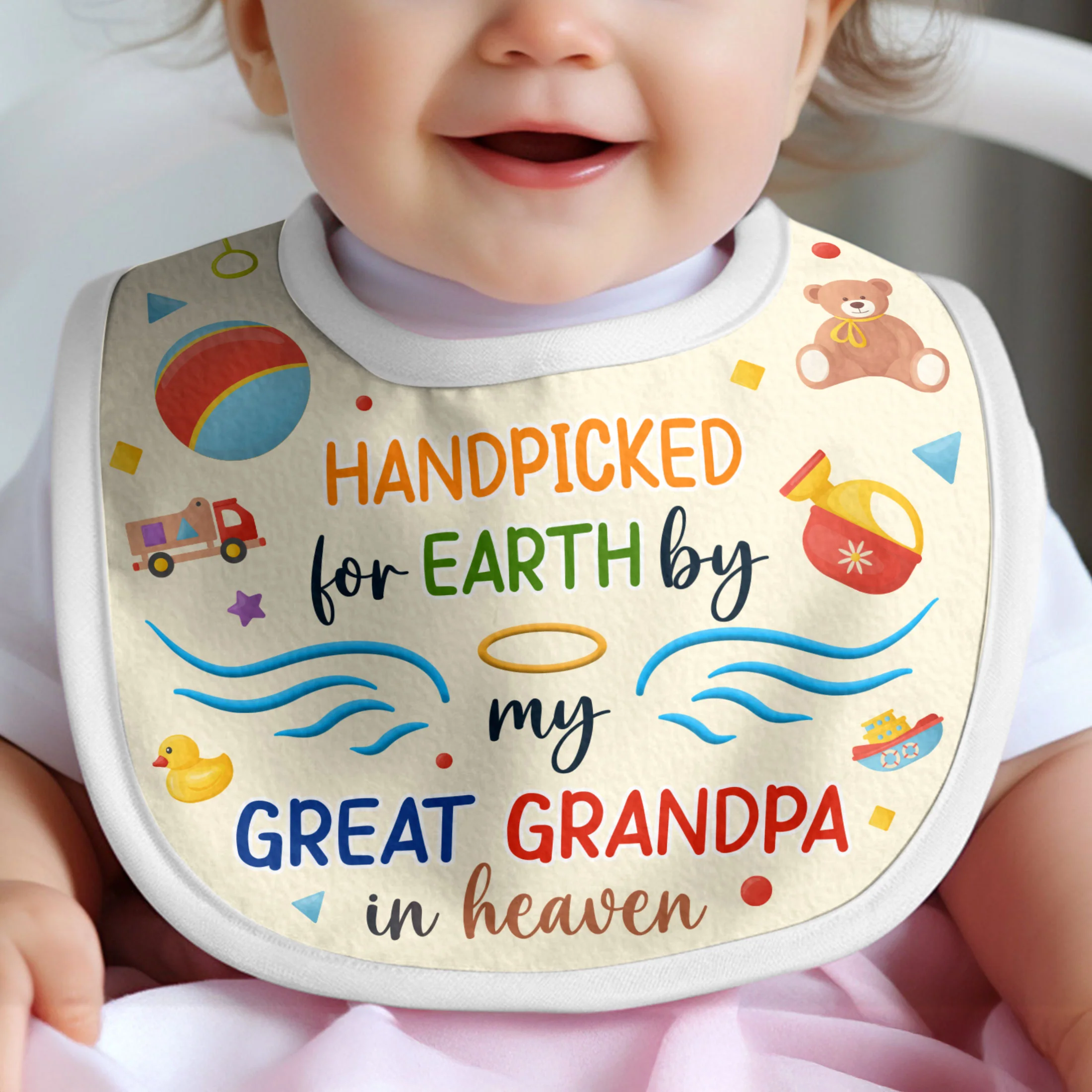 Handpicked For Earth By My Great Grandpa - Personalized Baby Bib - Image 3