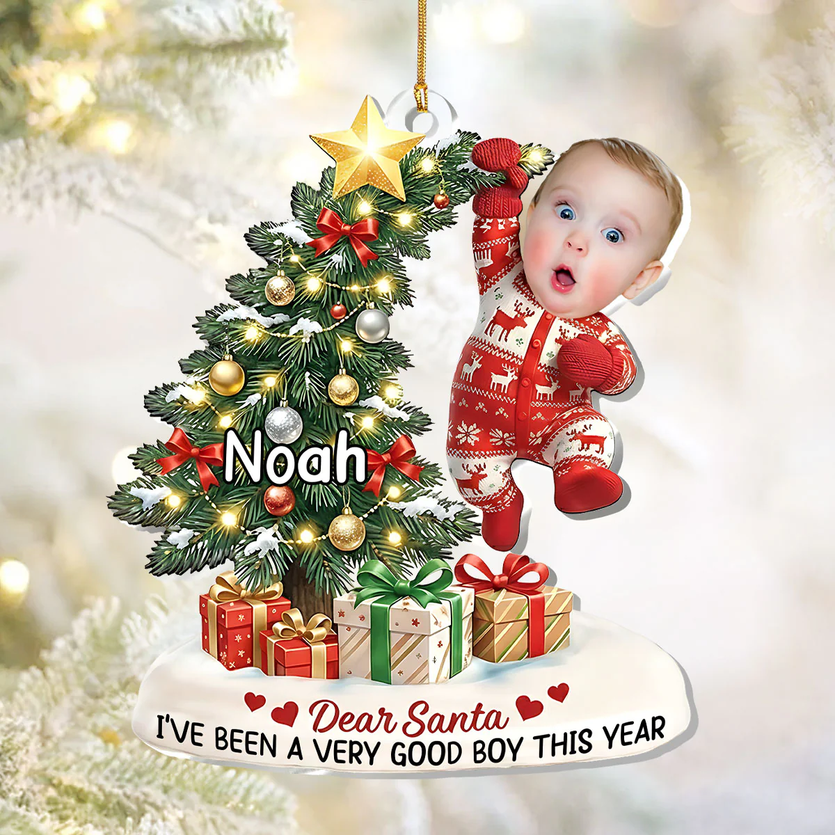 Hang In There - Personalized 1-Layer Acrylic Ornament - Image 2