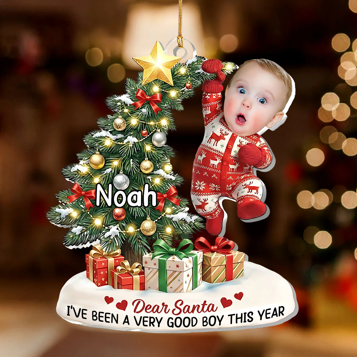 Hang In There - Personalized 1-Layer Acrylic Ornament - Image 3