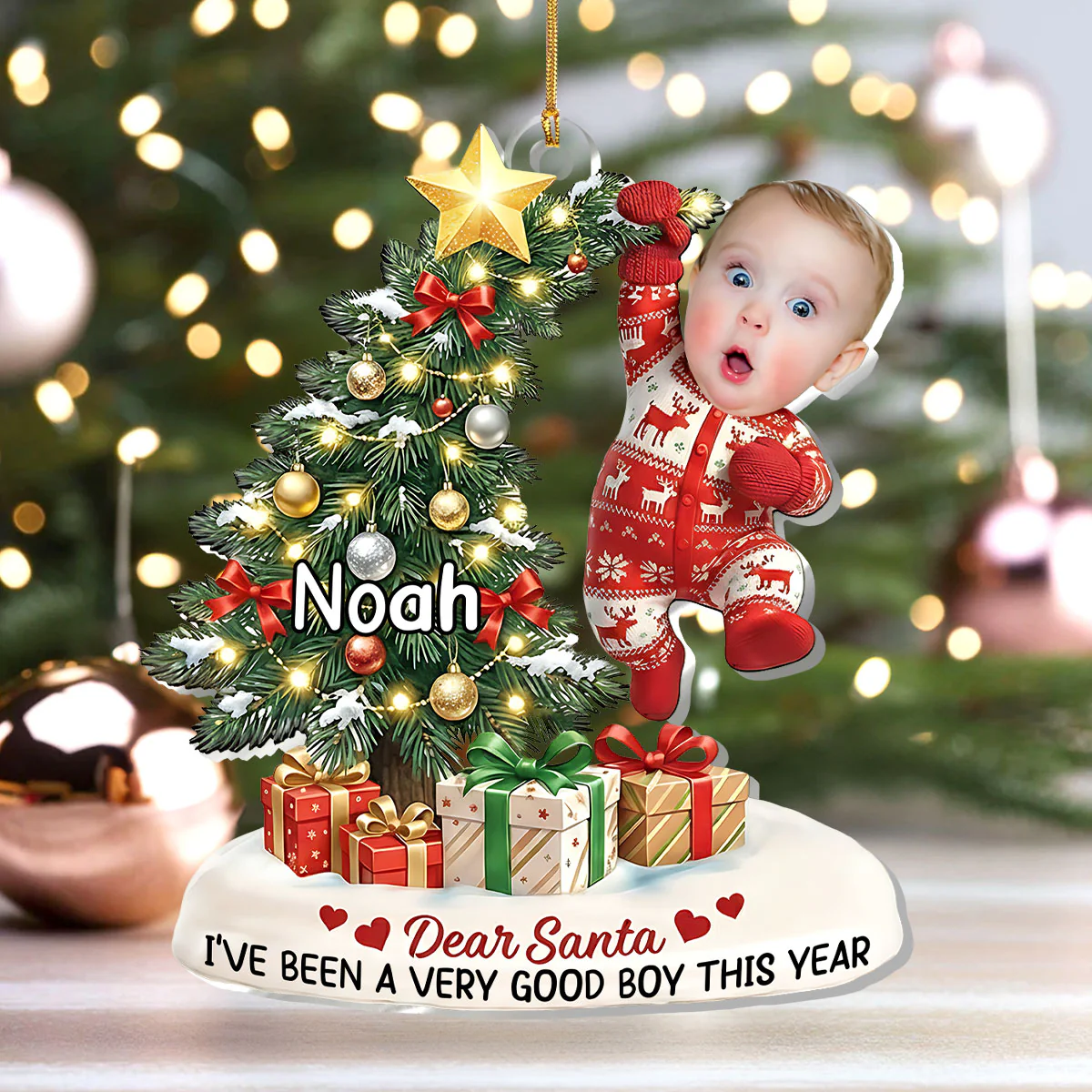 Hang In There - Personalized 1-Layer Acrylic Ornament - Image 4