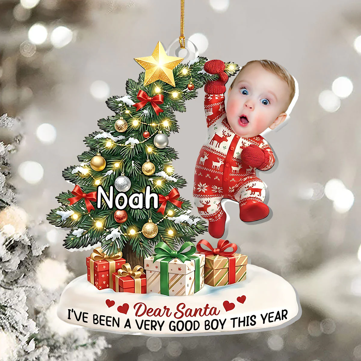Hang In There - Personalized 1-Layer Acrylic Ornament - Image 5