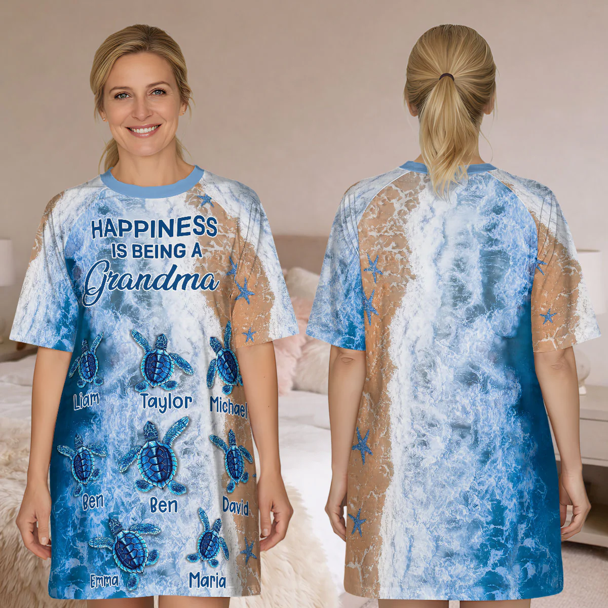 Happiness Is Being A Grandma - Personalized Sleep Tee