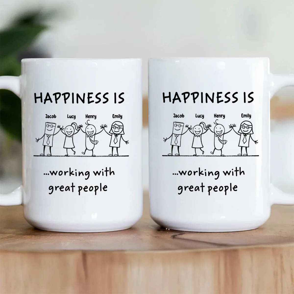 Happiness Is Working With Great People - Personalized Ceramic Coffee Mug - Image 3